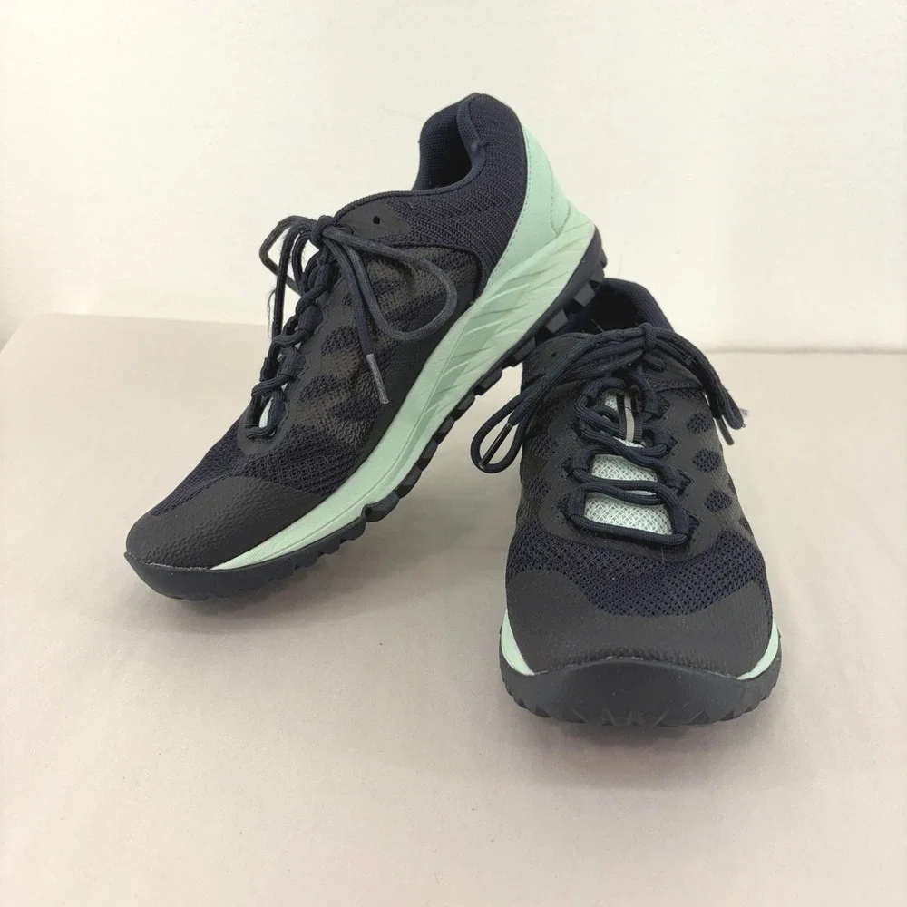 Merrell Antora 2 Womens 7.5 Trail Running Shoes Black Mint Green Comfort Support